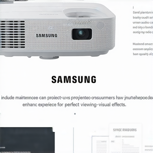 Samsung投影機展示圖，突出產品特色及吸引價格，旁邊有維修服務相關資訊，讓消費者了解如何提升投影體驗，享受更完美的視聽效果。