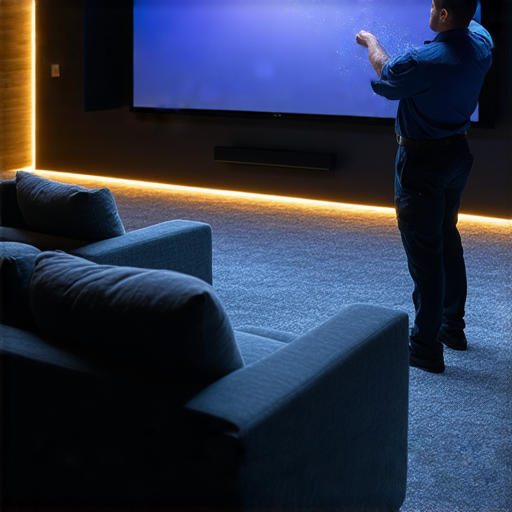 智能投影儀維修服務專業技術人員正在檢查設備，確保影音體驗升級，帶來更清晰的畫面和卓越的音質，讓您的家庭影院魅力十足。