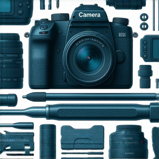 專業維修服務圖示，展現修復壞掉相機的過程，強調相機重生和攝影體驗升級。彰顯維修技術和專業設備，吸引攝影愛好者了解服務。