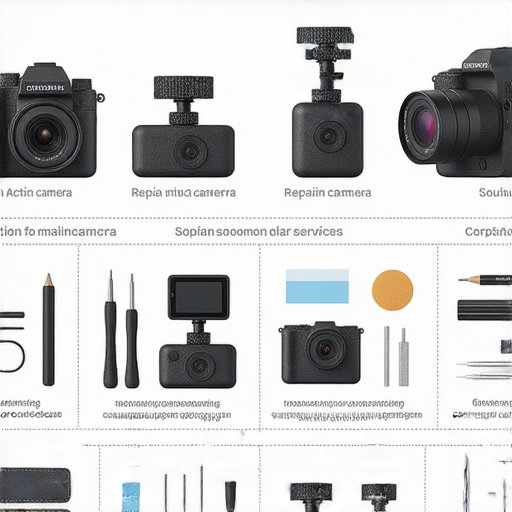 運動相機的多種用途與維修服務展示，強調當相機出現故障時的解決方案，讓使用者了解如何正確處理和維修運動相機，提升使用體驗。