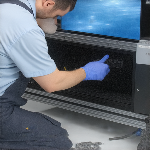 8K投影機的維修過程，專業技術人員正在調整設備，提升畫面質感，讓影像更清晰。探索我們的專業服務，了解維修秘密，提升投影效果！