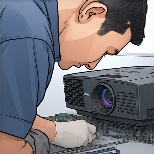 Acer V9800 投影機故障，專業維修服務圖示，技術人員正在檢查和修復設備，確保畫面恢復清晰，提供優質維修解決方案。