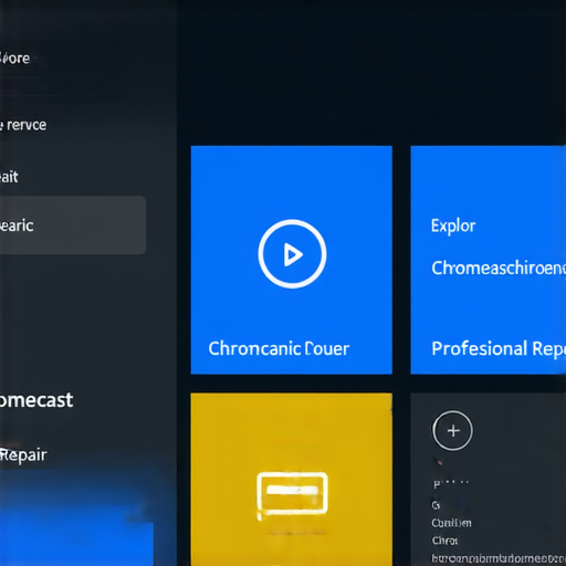 探索Chromecast Panasonic的隱藏功能，展示使用者操作畫面，並強調專業維修服務的標誌，適合想了解Chromecast及維修選項的觀眾，吸引潛在用戶。