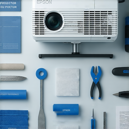 Epson投影機自檢技巧與專業維修服務的說明圖，展示投影機維護過程及分享簡易自檢要點，幫助用戶重返巔峰，提升投影體驗。