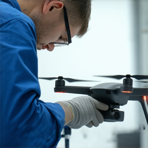 探索FPV無人機的無限可能，專業維修服務圖片，展示技術人員修理無人機，強調專業、創新及客戶滿意，適合愛好者及專業用戶了解服務內容。