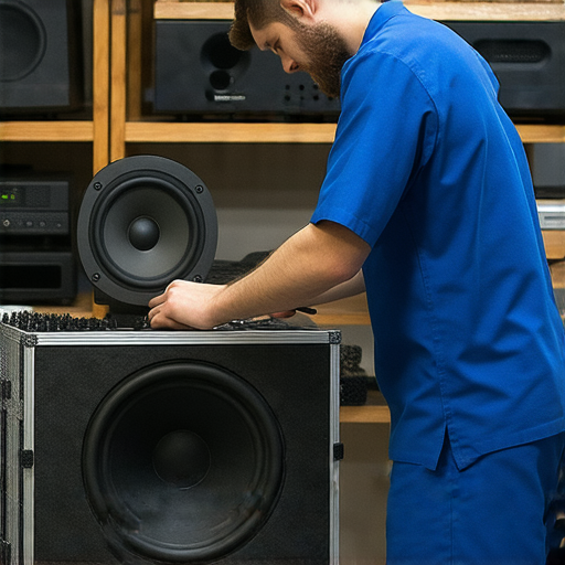讓音響重拾震撼的專業維修服務，技術人員正在檢查音響設備，提高手法與專業水準，幫助客戶恢復音樂體驗，別再等待立即咨詢我們的服務！