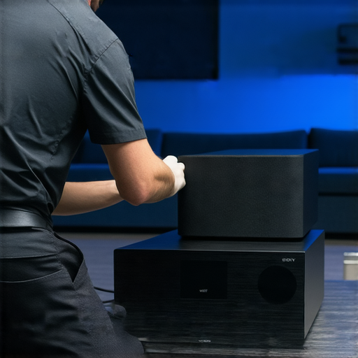 探索極致影音體驗的Kef和Sony家庭影院維修專業服務圖片，展示技術人員專注於音響設備的維修和調試過程，打造完美的視聽享受環境。