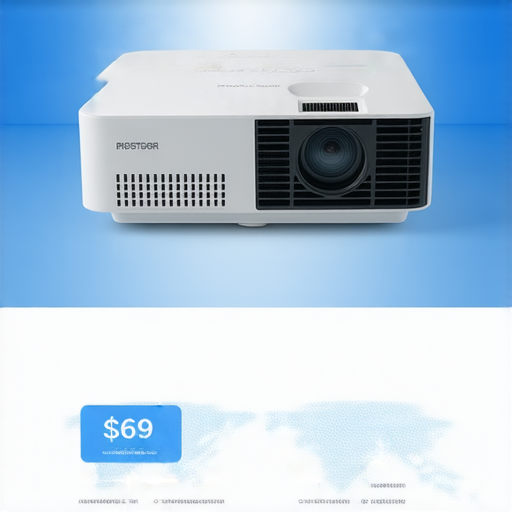 商用投影機展示圖，揭示價格與維修專業服務，強調讓設備恢復最佳狀態的優勢，吸引消費者了解更多資訊。