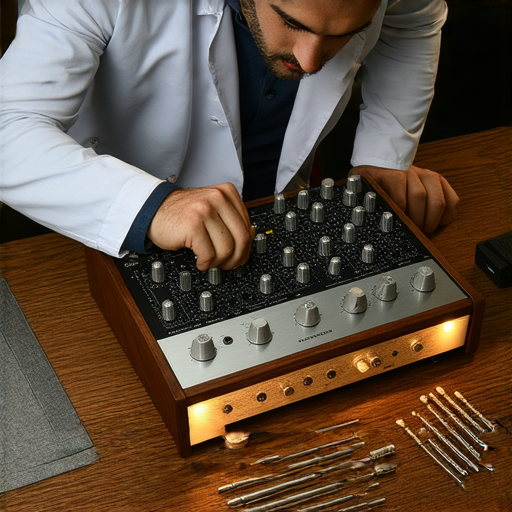 專業維修服務專家正在檢查擴音器，提供高效能的音質修復解決方案，讓心愛的擴音器重獲新生，恢復完美音色與聲音表現。