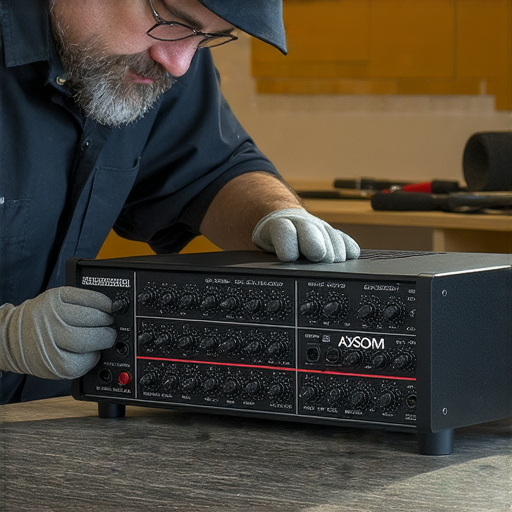 發現Axsom擴音器潛力的圖片，展示專業維修服務過程中，技師仔細檢查設備，提升音質回春，強調其專業技術與音樂愛好者的需求。