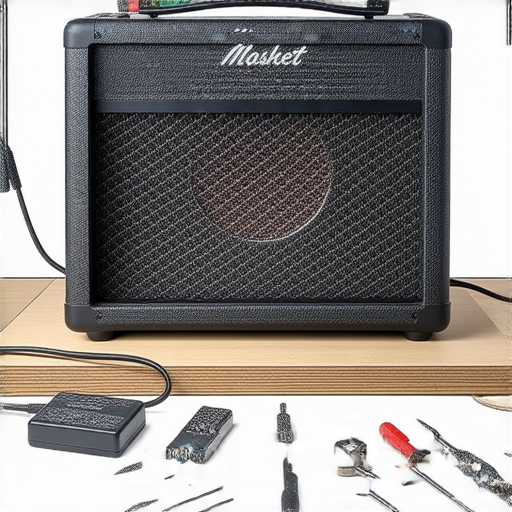 擴音器故障示意圖，顯示音響失聲原因，專業維修工具以及技術人員正進行音響檢查，突顯擴音器的秘密和專業維修服務的重要性。