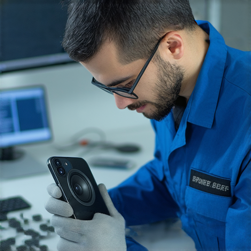 iPhone擴音器維修服務專業人員正在檢查手機，讓音樂再次精彩呈現，提供高效解決方案，點擊了解更多維修資訊。