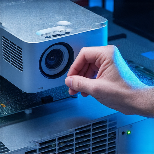 專業維修投影機的技術人員調整畫面頻率，提升影像品質，展示投影設備的細節和修復過程，揭開投影機Hz的秘密，邀請了解更多專業維修服務和影像優化資訊。