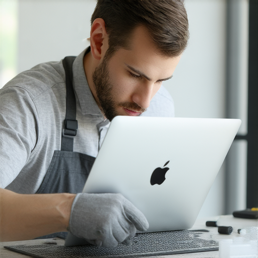 無線投影 MacBook Air 的專業維修服務現場，技術人員專注於修理設備，展現高效的維修流程，讓你的設備重獲新生，提升使用體驗。