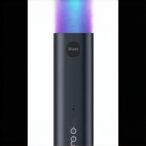 Blade無線投影棒展示其驚豔的隱秘功能，周圍環境充滿高科技感，適合展示如何維修與強化裝置功能的視覺效果，吸引對無線投影技術感興趣的觀眾。