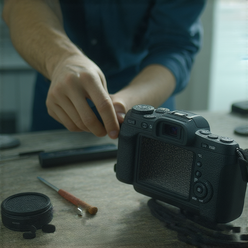 深水埗攝影師專用的超高解像數碼相機正在維修中，技術人員專注於相機內部細節，展現出維修服務的專業性，讓攝影師拍攝更完美的作品。