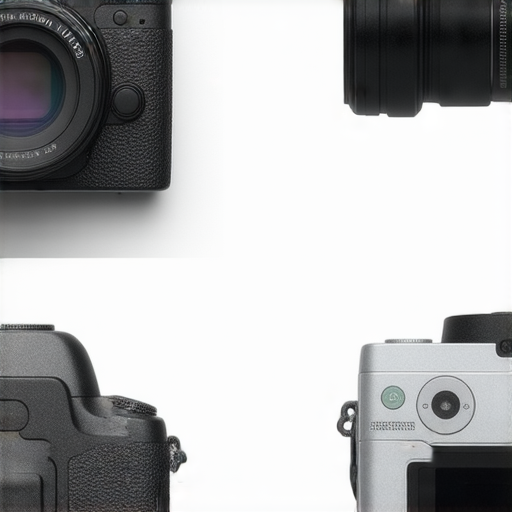 菲林相機與數碼相機的比較圖片，展示兩者的設計魅力與特色，包含專業維修服務資訊的元素，吸引攝影愛好者探索選擇的可能性。