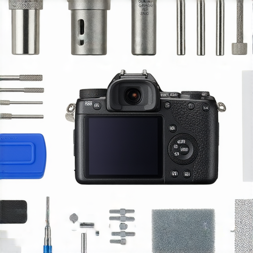 數碼相機顯示重設日期的畫面，背景為專業維修服務工具與設備，強調數碼相機維修的重要性及原因，搜尋最佳解決方案以避免頻繁重設日期問題。