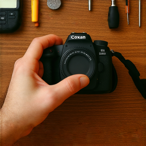 相機在檢查中，維修專家細心調整，背景有工具與器材，強調重拾拍攝樂趣的氛圍，彰顯專業攝影設備的維護與保養，提醒攝影愛好者關心相機狀態。