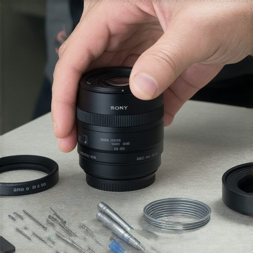 Sony相機鏡頭修復技巧分享，展示專業維修工具與過程，突出有效解決鏡頭問題的重要性，鼓勵用戶立刻了解專業服務，提升相機性能。