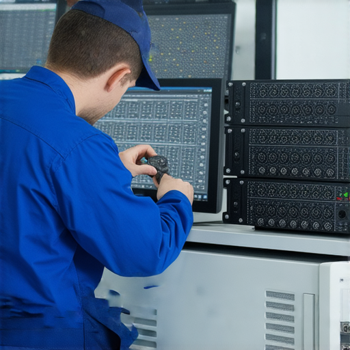 音響維修專家在檢查設備，投影機畫面模糊，顯示器亮度不足，專業技術解決斷音、影像問題，助您重拾極致視聽享受。