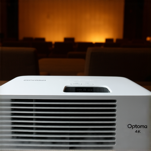 Optoma 4K LED投影機的特寫，顯示高畫質影像，背景為家庭影院環境，突顯其卓越性能與維修服務的標誌，讓使用者感受迷失在畫質中的沉浸體驗。