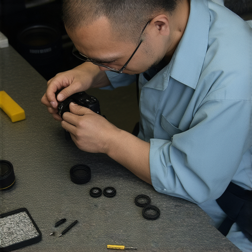 電話Nikon相機問題的專業維修服務，技術人員正在檢查相機，提供快速解決方案，幫助用戶重拾拍攝樂趣，確保相機恢復正常運作。