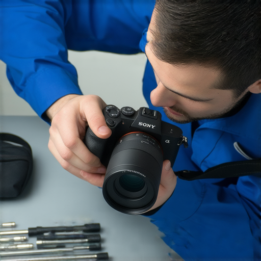 Sony相機WiFi連不上問題的專業維修服務，技術人員正在檢查相機，提供解決方案，幫助用戶輕鬆恢復連接，提升使用體驗，展現專業態度。