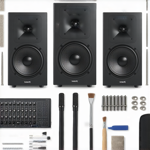 EA音響架IK的專業維修服務，展示選擇完美音質的五大技巧，圖片中可見音響設備及維修工具，突顯高品質音響效果的重要性。