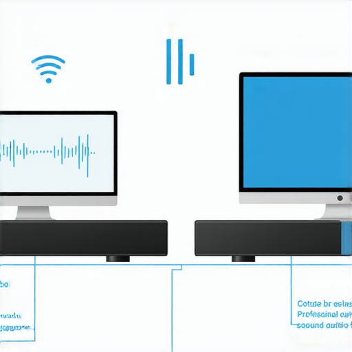 電腦與soundbar快速連接的示意圖，顯示專業維修服務的流程與步驟，突出音響設置的精確與高品質，讓音效體驗達到最佳。
